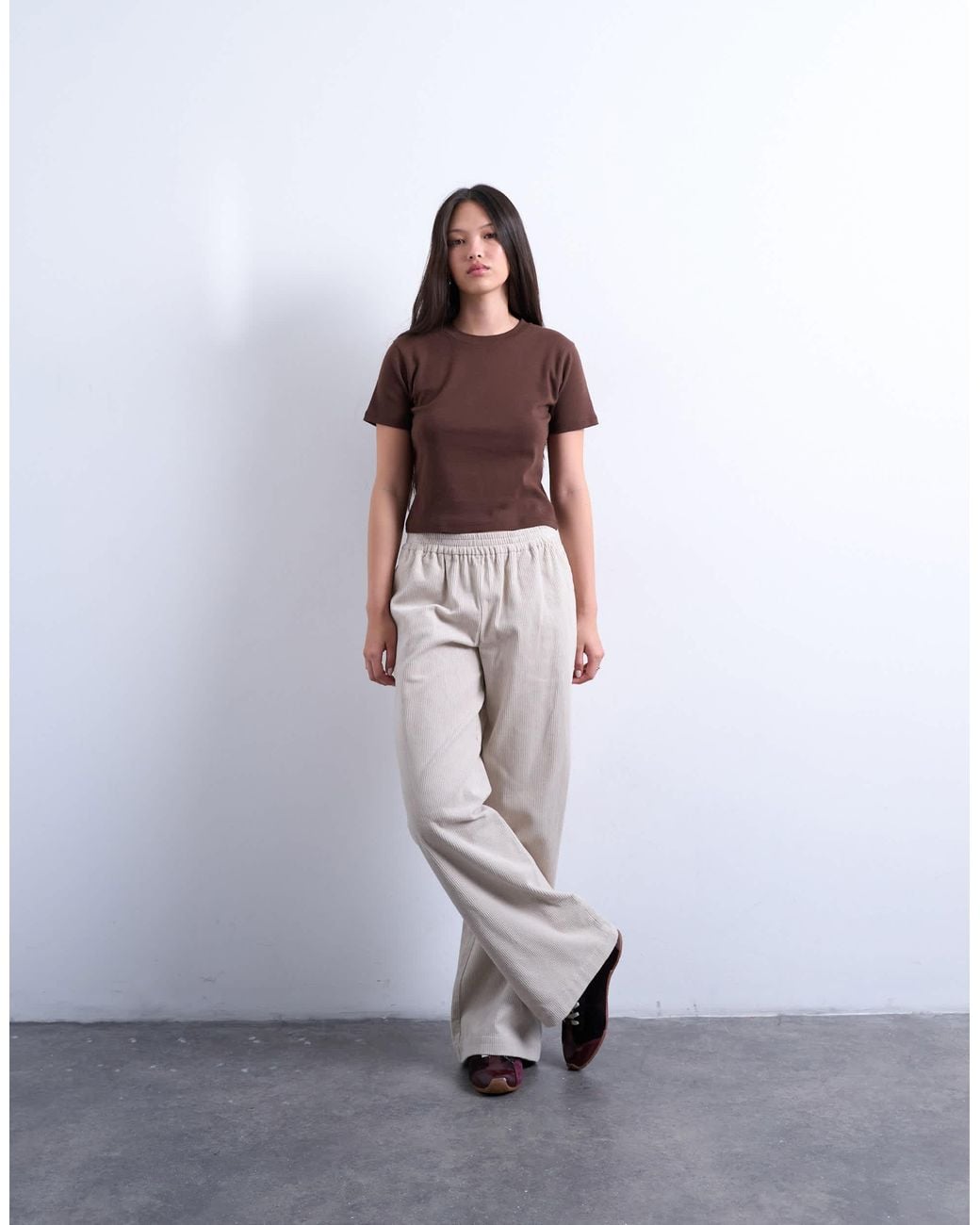 TOPSHOP White Cord Pull On jogger
