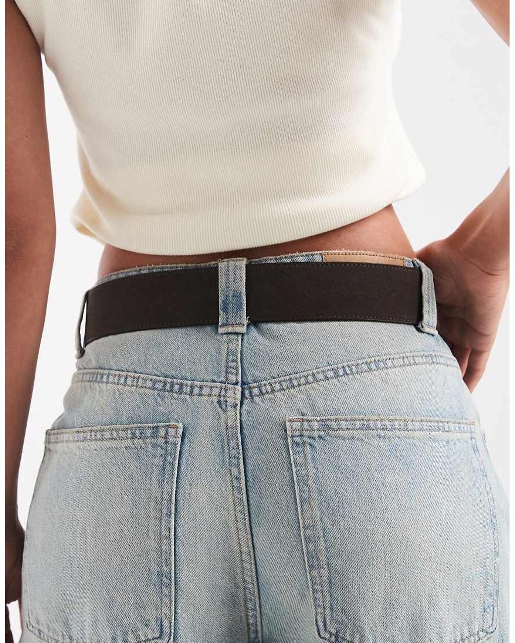 ASOS Gray Waist And Hip Wide Square Buckle Belt