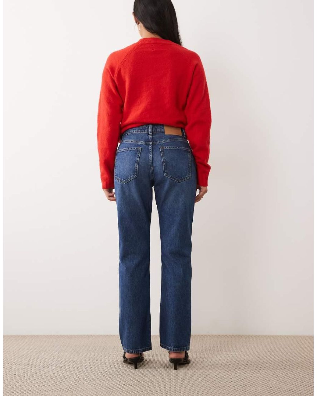 ASOS Blue Asos Design Petite 90S Straight Leg Jeans