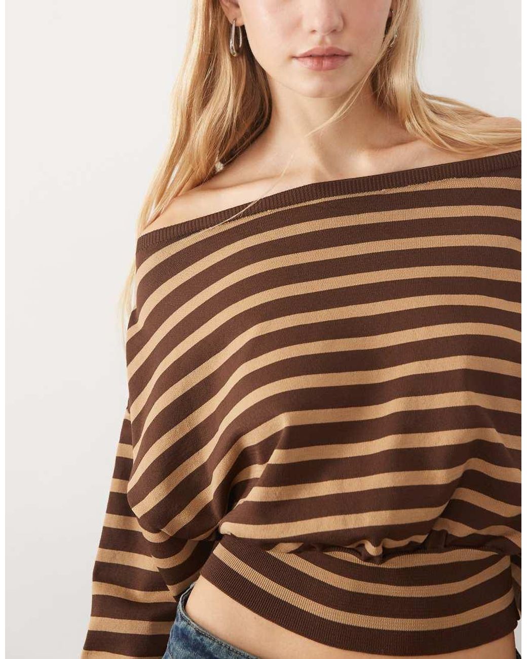 ASOS Blue Knitted Off Shoulder Jumper