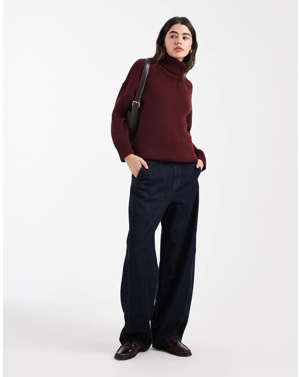 Miss Selfridge Purple Roll Neck Split Hem Jumper