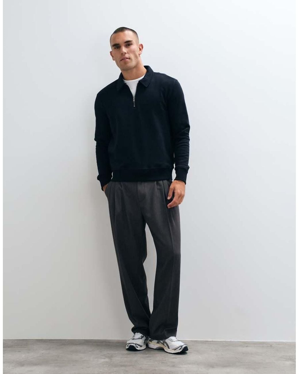 French Connection Blue French Connective Active Quarter Zip Sweatshirt for men