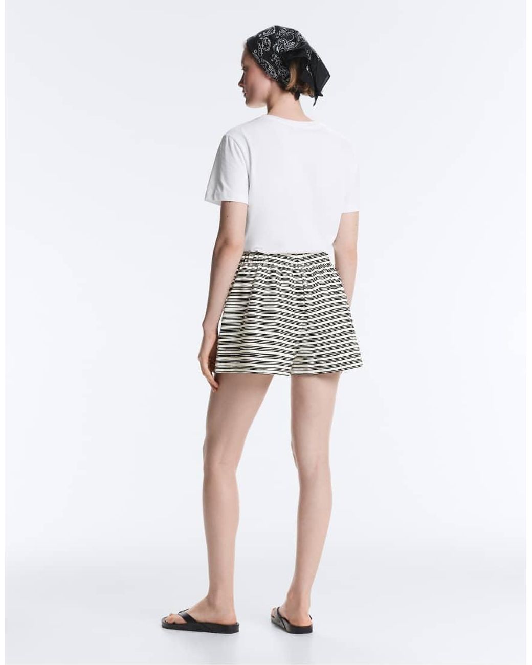 Oysho Gray Striped Cotton Shorts