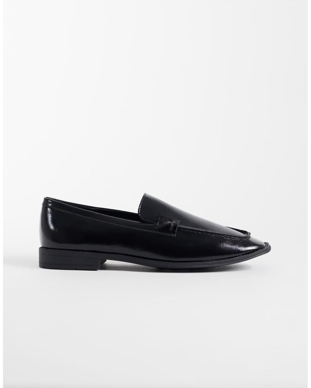 London Rebel Black Sian Square Toe Loafers