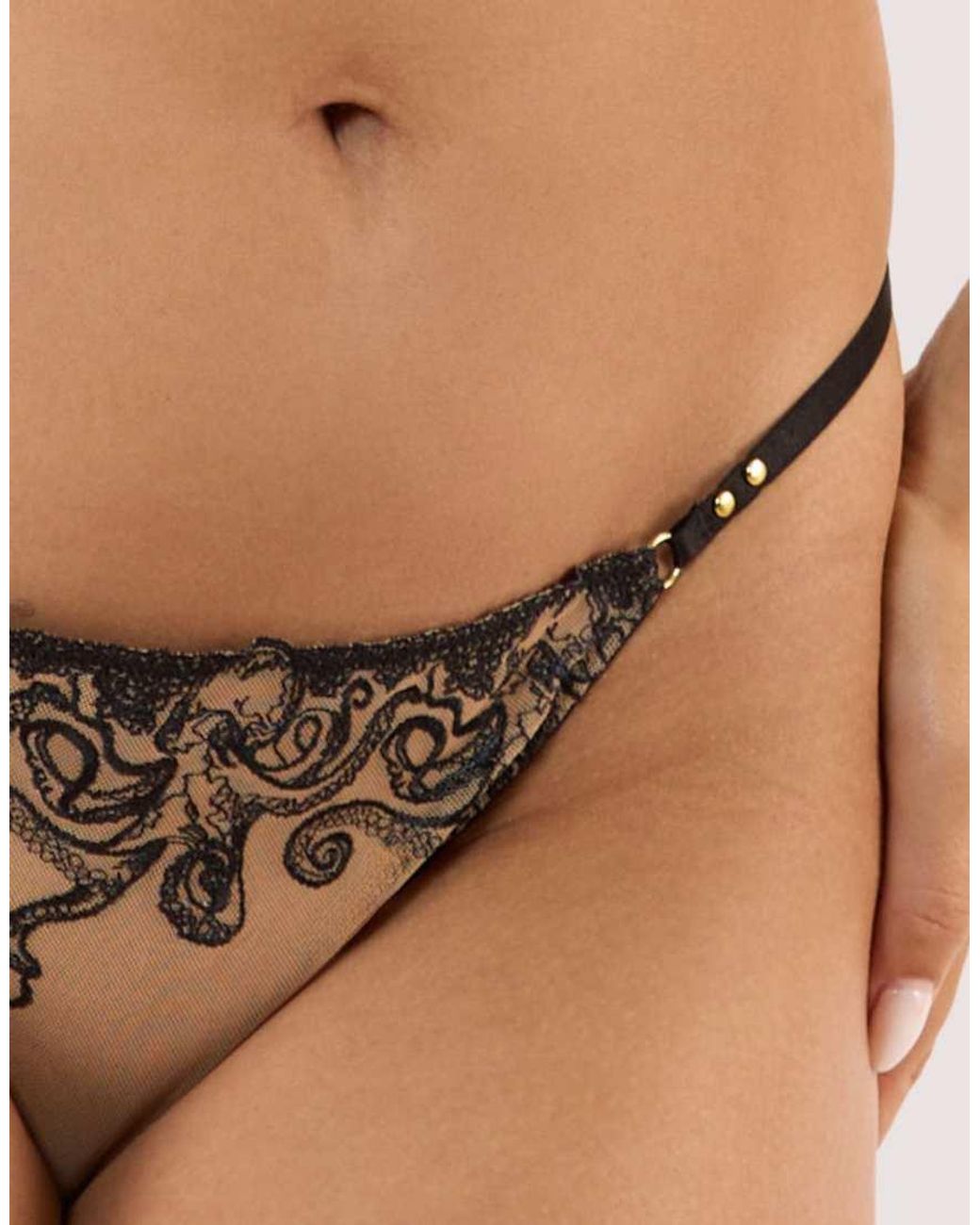 Playful Promises Natural Octopus Embroidery Thong
