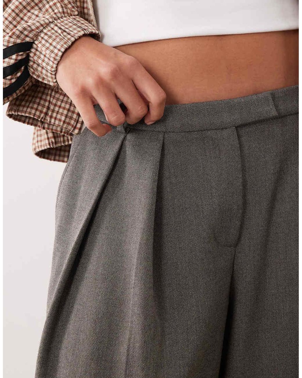 ASOS Gray Pleat Detail Oversized Tailored Trouser