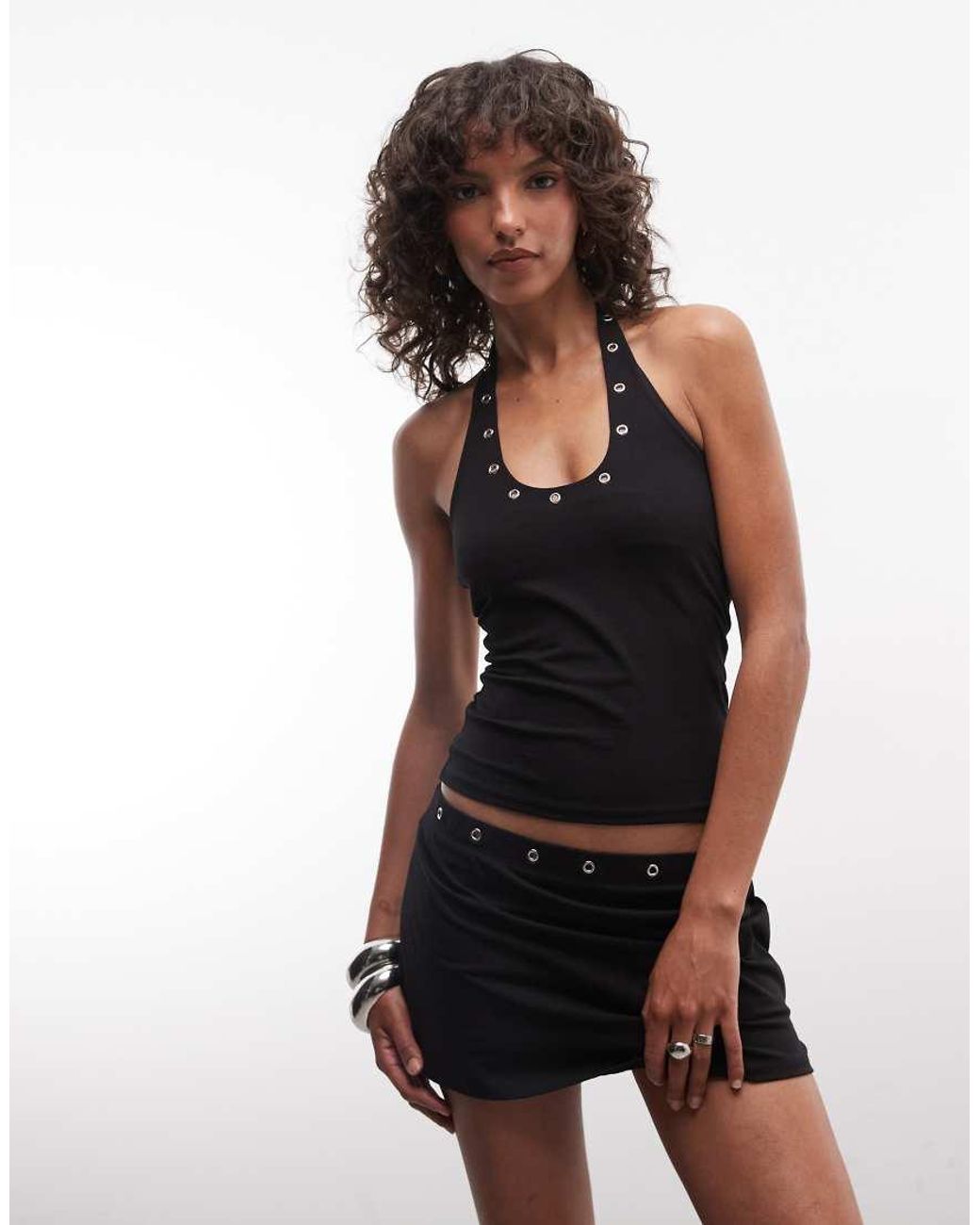 Collusion Black Eyelet Halter