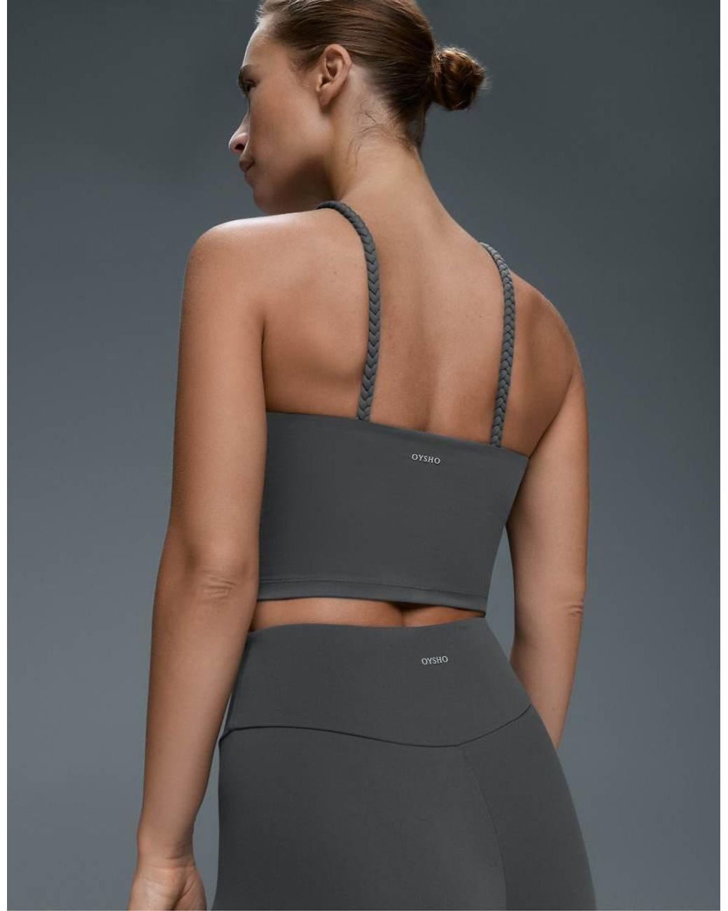 Oysho Gray Comfortlux Braided Halter Tank Top