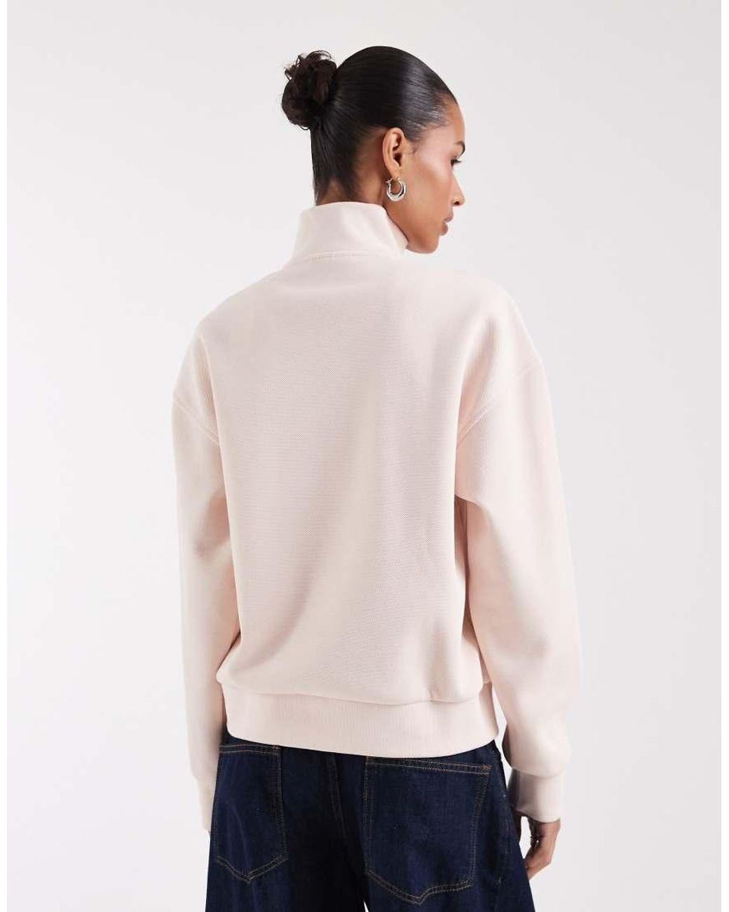 Lacoste Natural High Neck Quarter Zip Sweatshirt