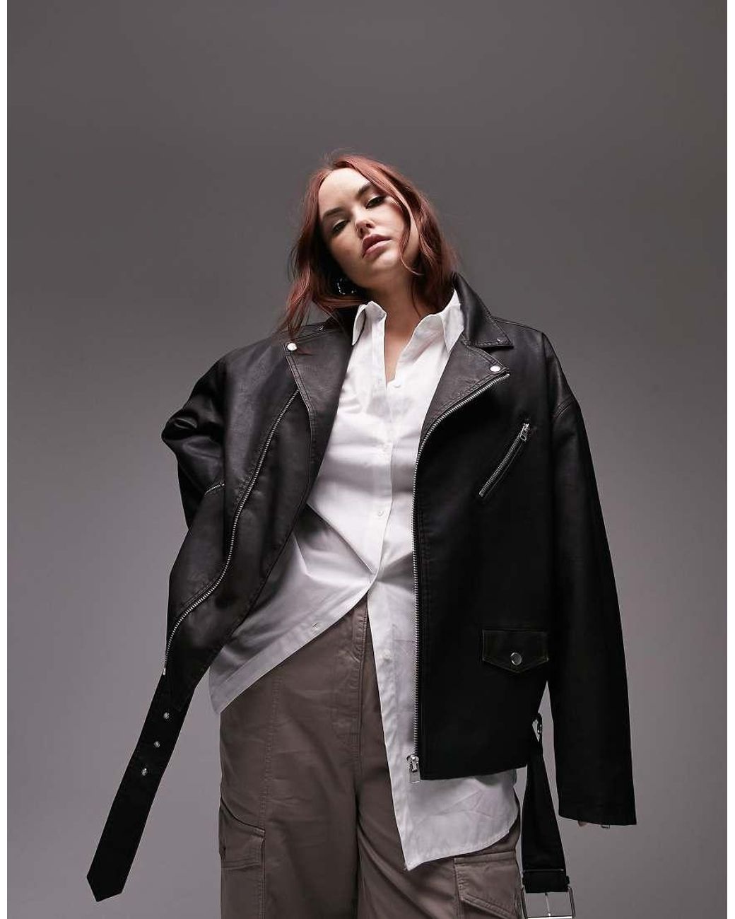 Topshop oversized leather jacket 2025