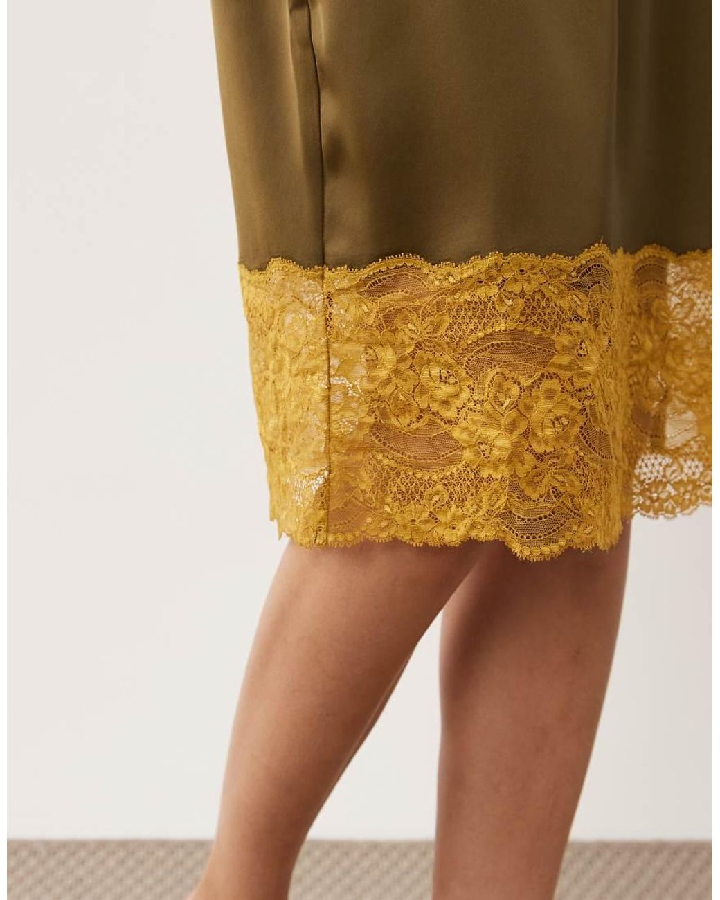ASOS Green Satin 90's Slip Midi Skirt
