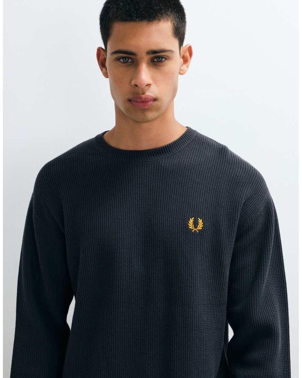 Fred Perry Blue Textured Jumper for men