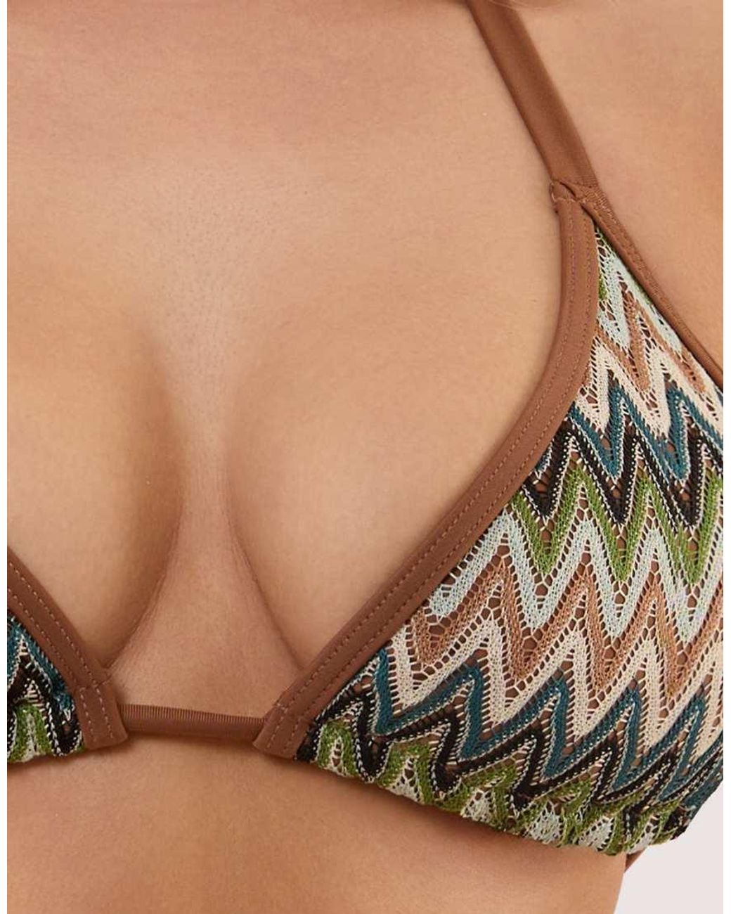 Wolf & Whistle Black Jara Knitted Chevron Fuller Bust Bikini Top
