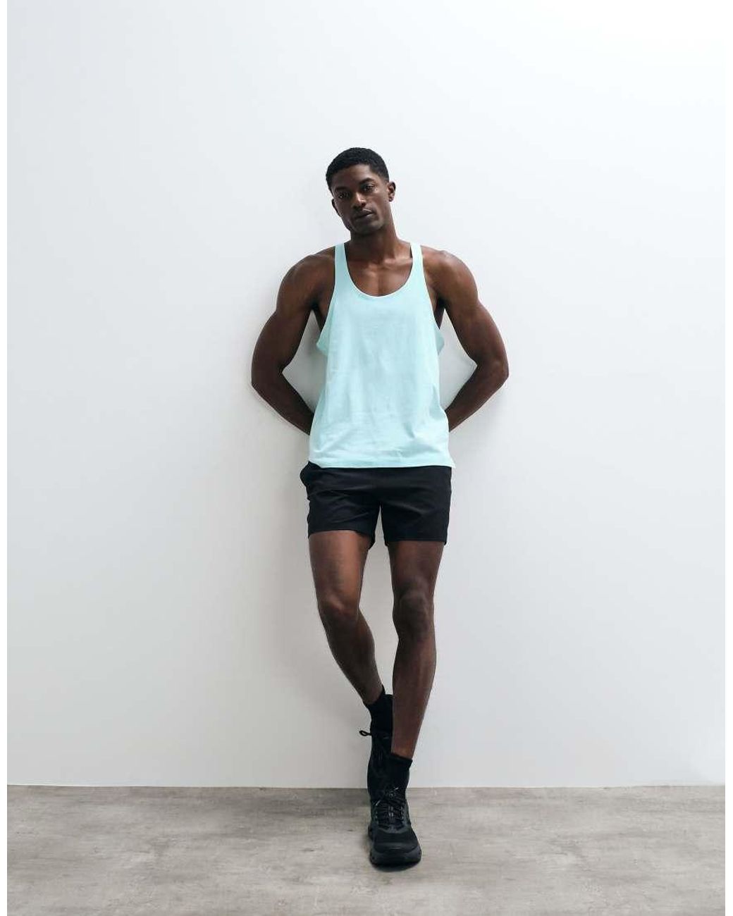 4505 White Icon Cotton Stringer Tank Top With Quick Dry Finish for men