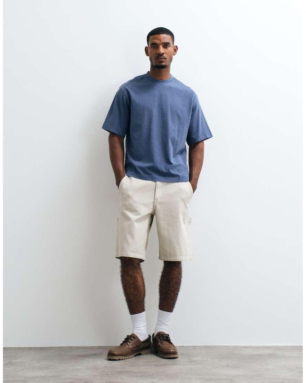 SELECTED Blue Heavyweight Washed T-shirt for men