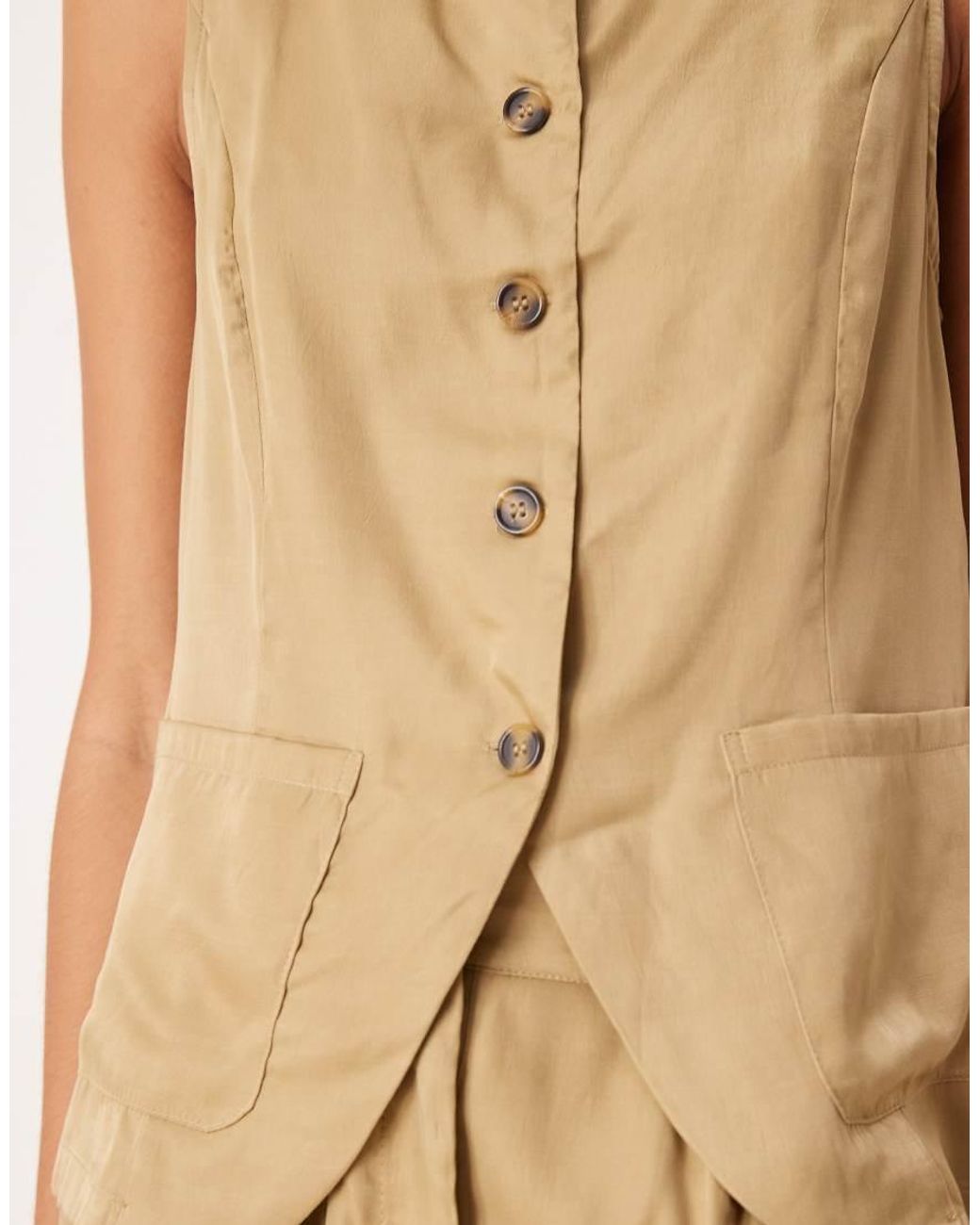 Vila Natural Round Neck Waistcoat Co-ord