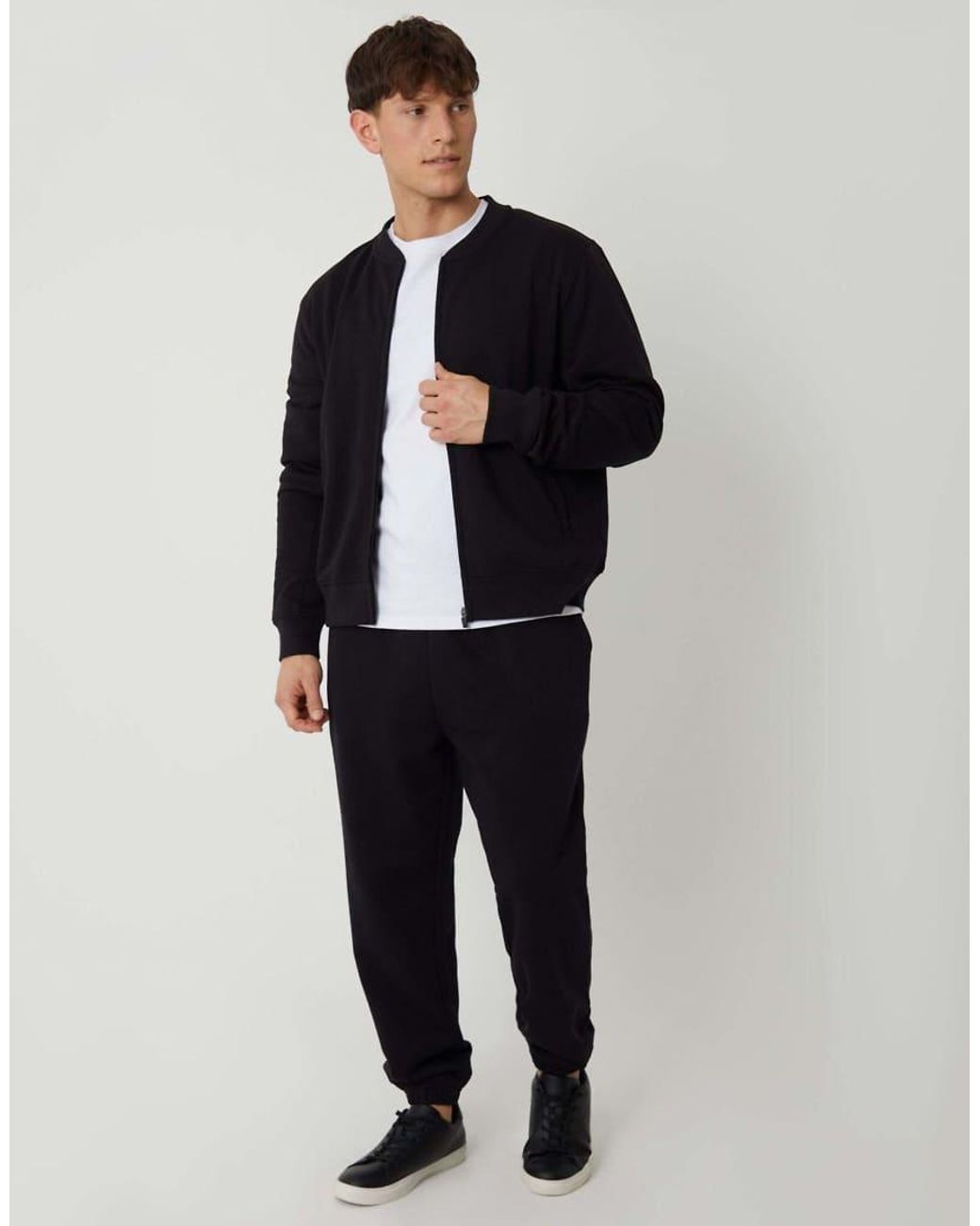 Threadbare Blue Zip Through Sweat Bomber for men