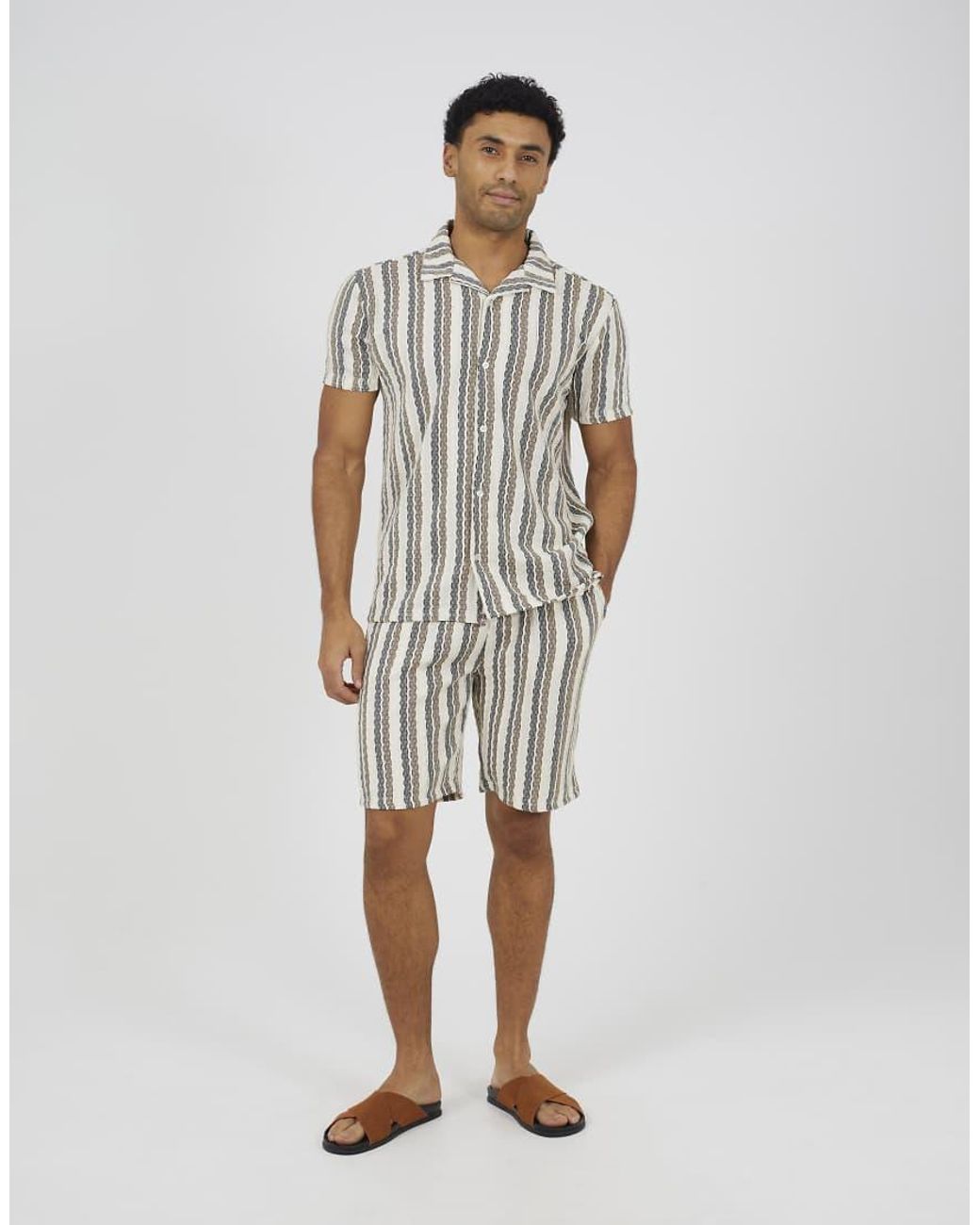 Brave Soul White Striped Shorts for men