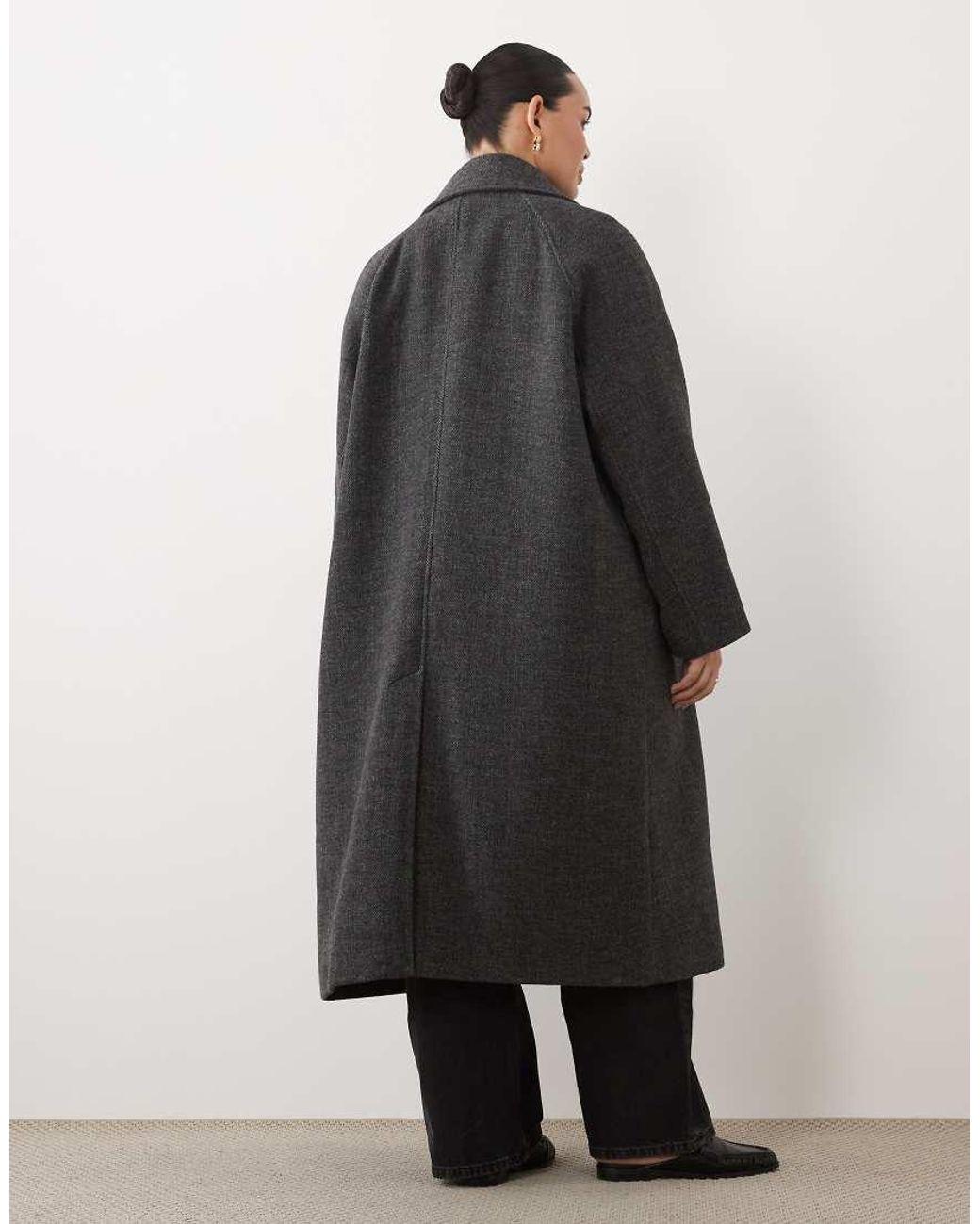ASOS Black Asos Design Curve Longline Double Breasted Brushed Coat