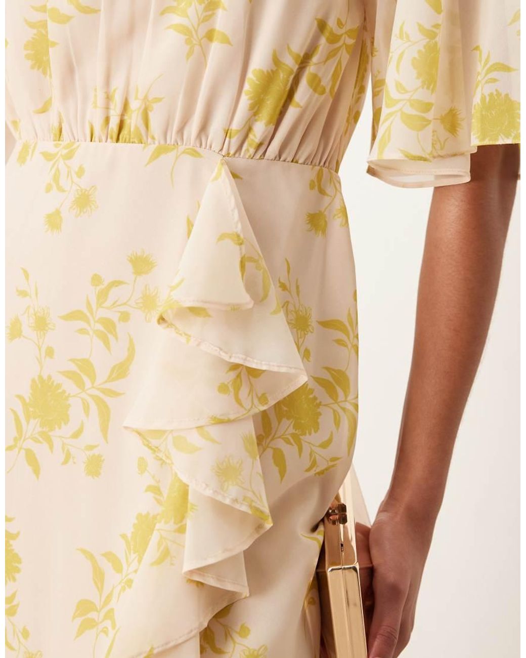 ANAYA Natural Floral Keyhole Back Maxi Dress