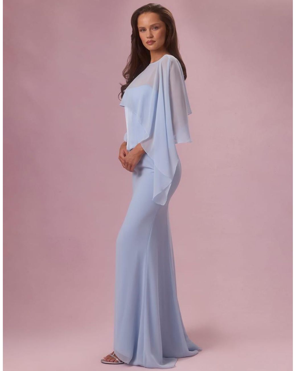 Oh Polly Purple Chiffon Asymmetric Detail Cape