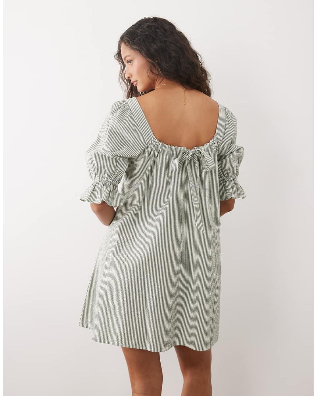Brave Soul Gray Mini Dress With Puff Sleeves