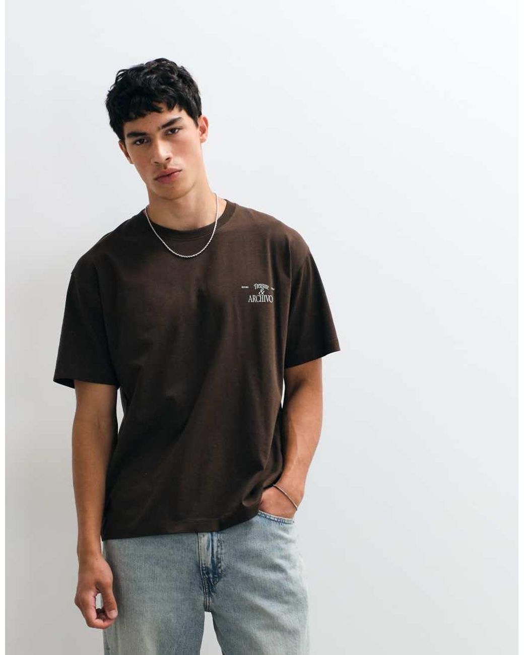 Jack & Jones Gray Retiro District Backprint T-Shirt for men