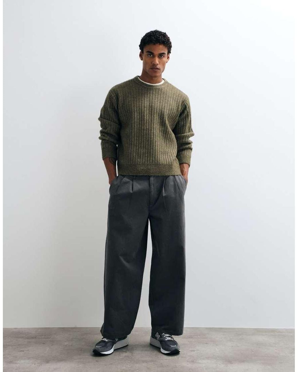Obey Green Drex Knitted Crewneck Jumper for men