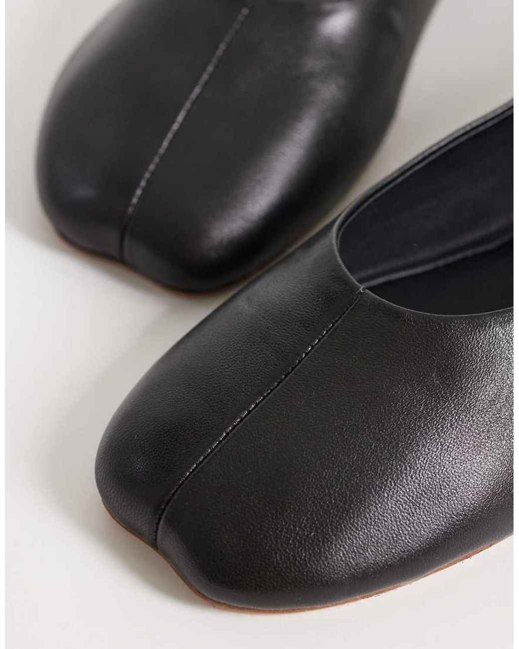 Mango White 100% Leather Ballet Pumps