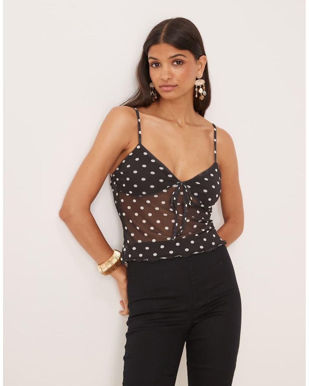 ASOS Black Mesh Cami Bust Cup Top