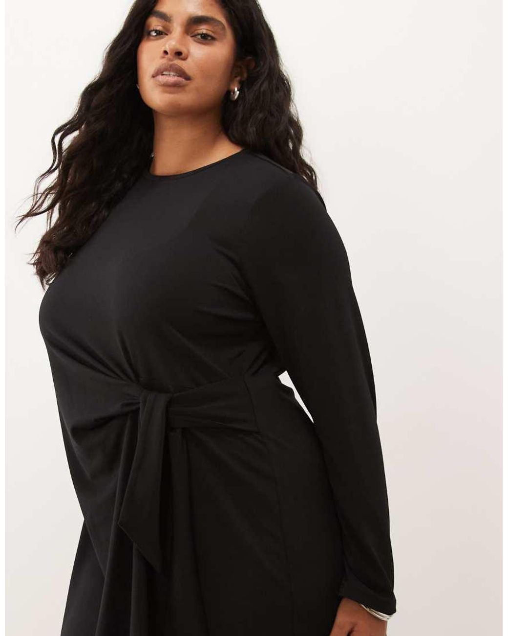 Vero Moda Black Long Sleeve Tie Detail Midi Dress