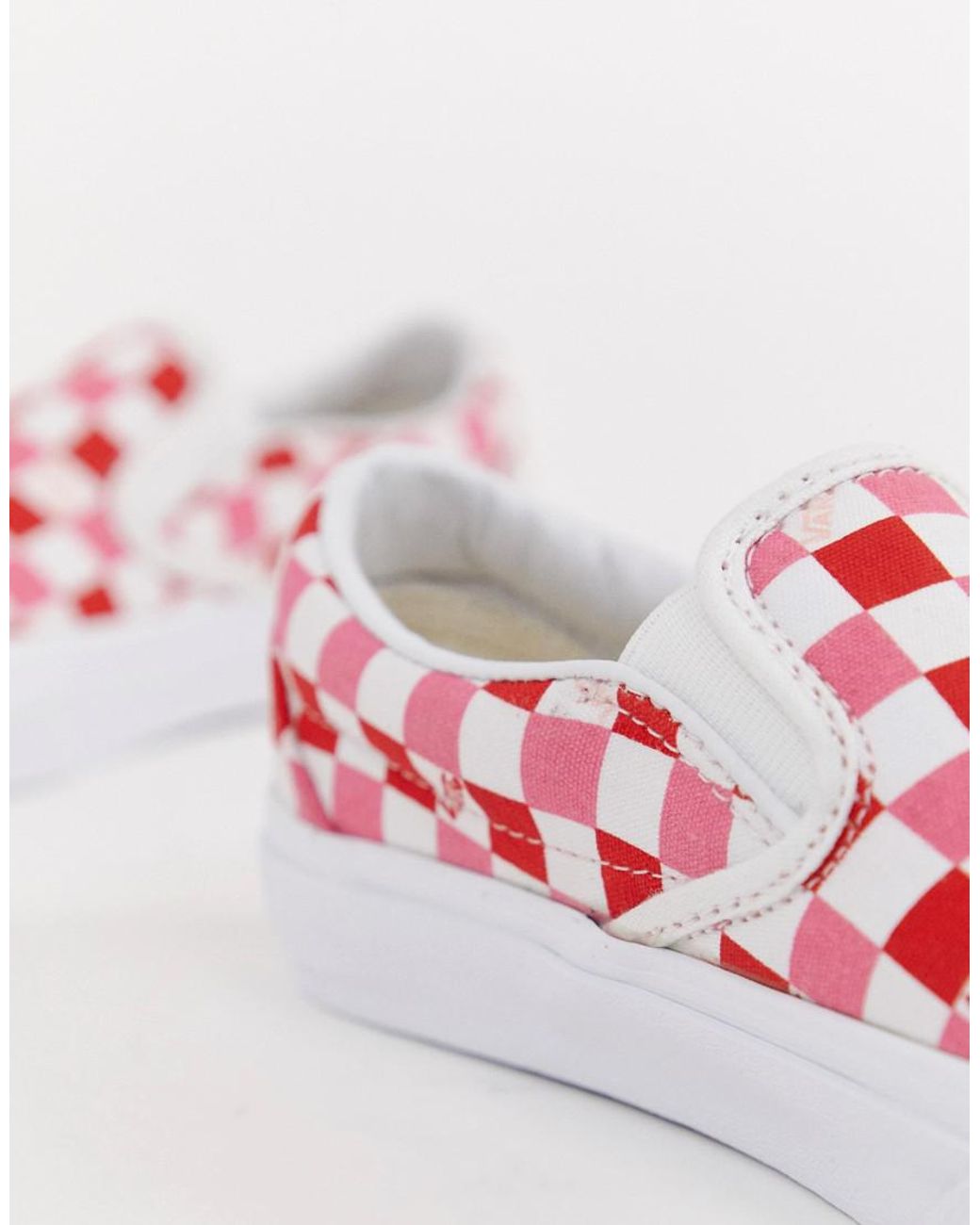 Vans Exclusive Red And Pink Checkerboard Slip On Sneakers | Lyst