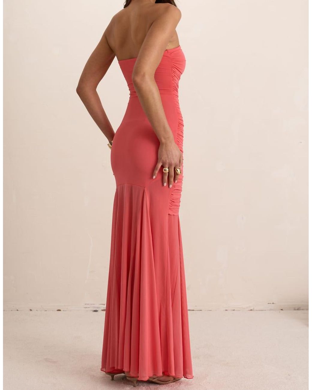 Missy Empire Red Double Layer Ruched Drape Maxi Dress