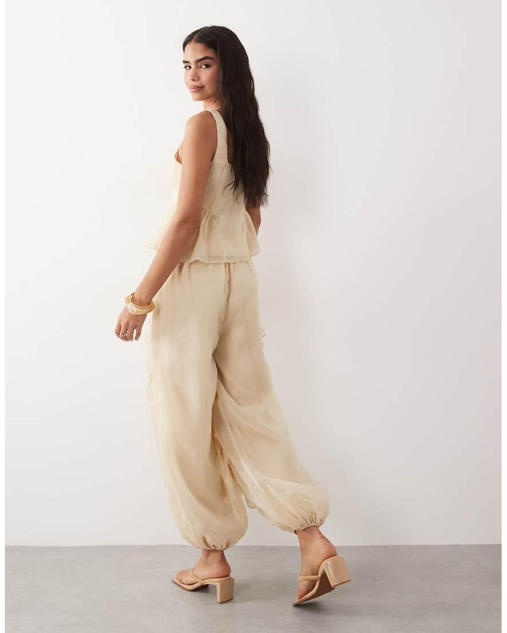 ASOS Natural Balloon Pants With Flower Detail