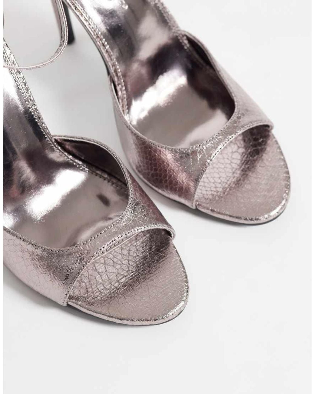 Public Desire White Gilded Tie Leg Heeled Sandals