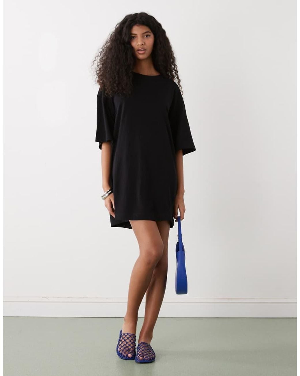 Weekday Black Oversized T-Shirt Dress