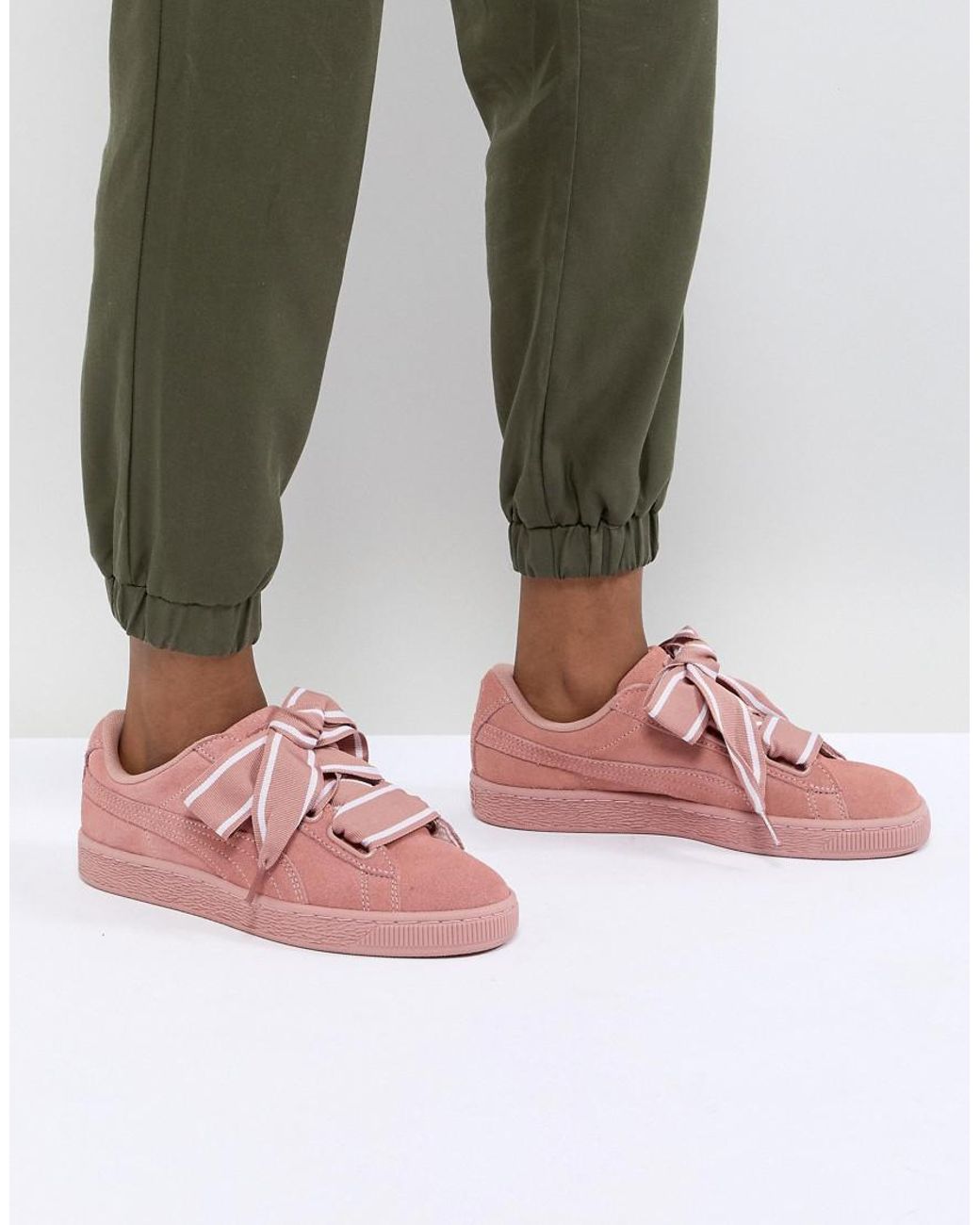 PUMA Basket Heart Satin Shoes (trainers) in Pink Lyst PUMA Basket Heart Satin Shoes (trainers) in Pink Lyst