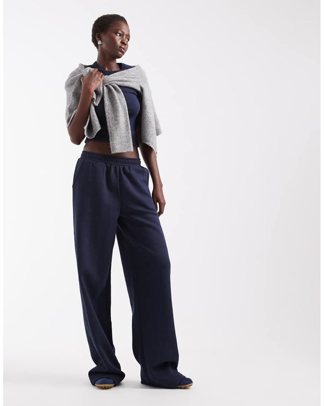 ASOS Blue Asos Design Tall Wide Leg Brushback jogger