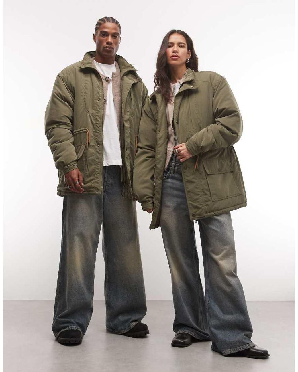 Reclaimed Vintage Green Unisex Contrast toggle Waist Jacket