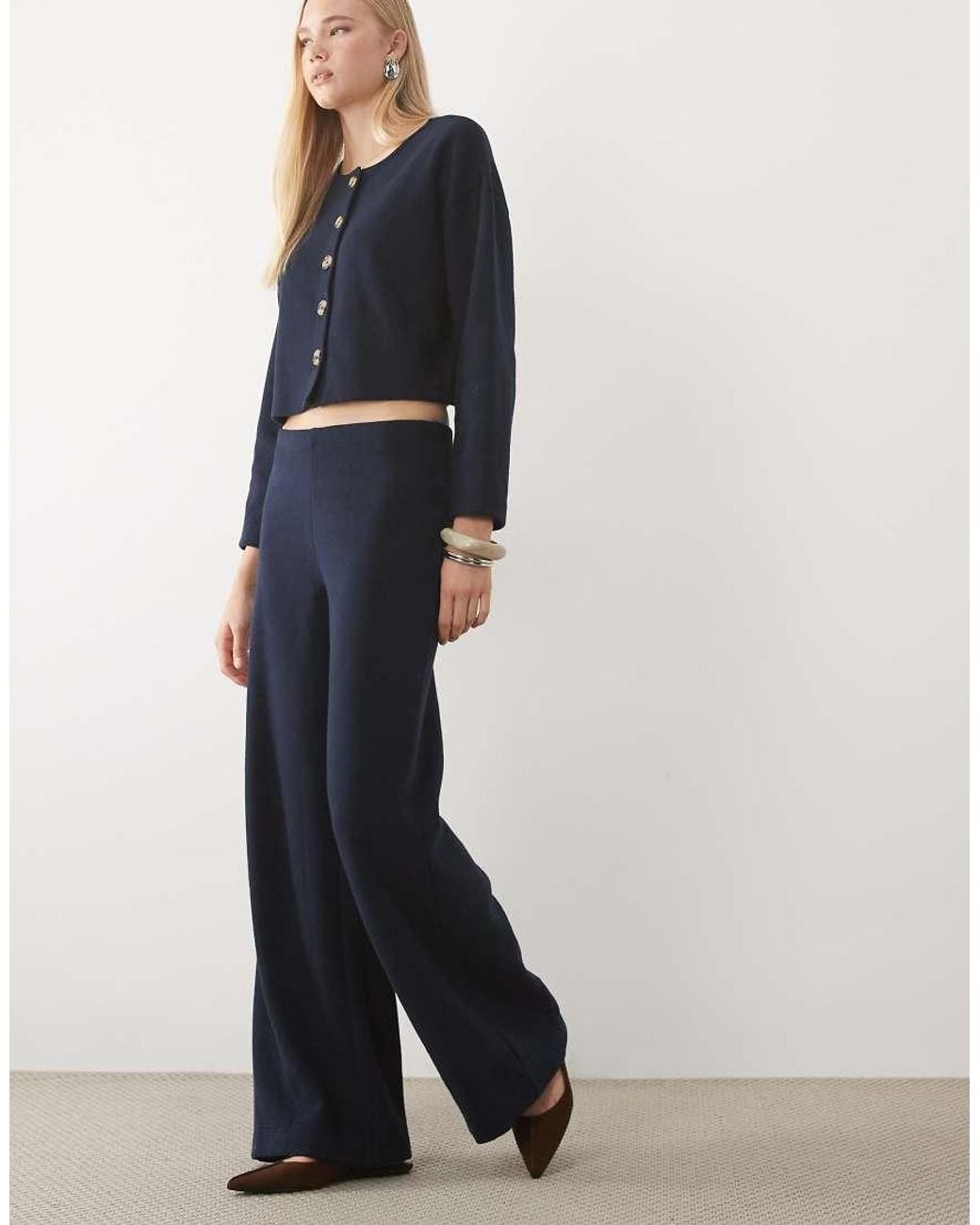 Miss Selfridge Blue Super Soft Trouser Set