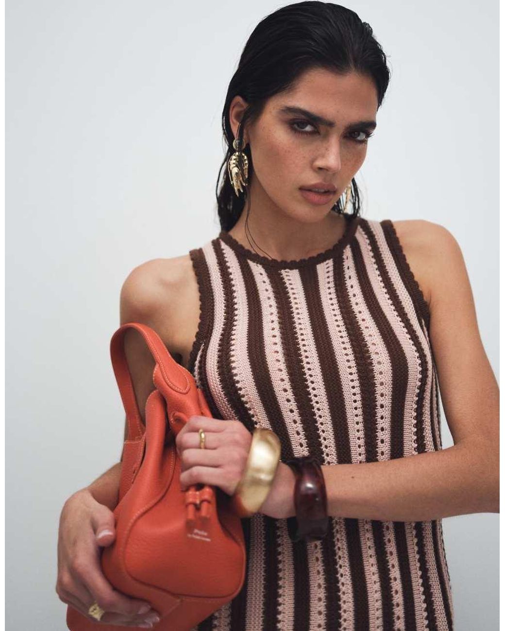 New Look Red Knitted Stripe Maxi Dress