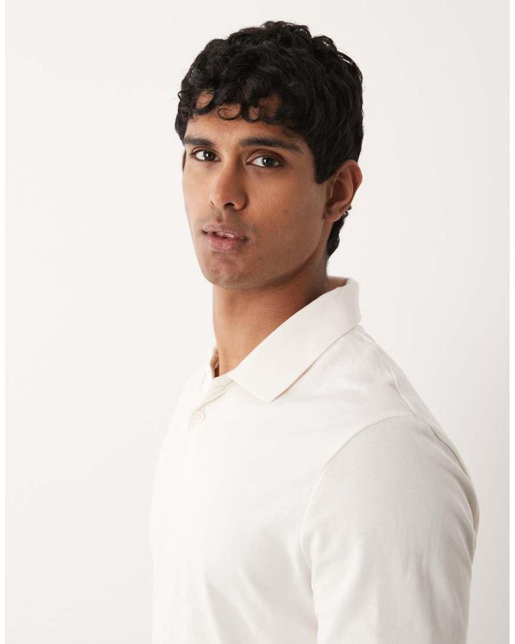 ASOS White Essentials Regular Fit Long Sleeve Polo for men