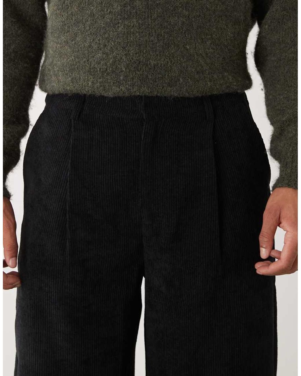 Reclaimed Vintage Black Corduroy baggy Pants for men