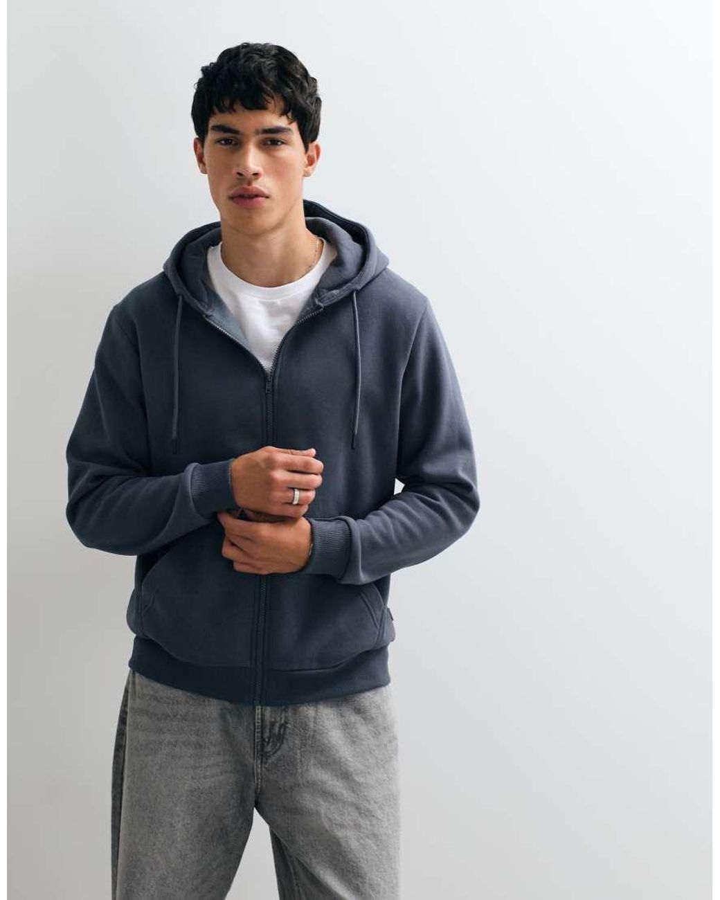 Jack & Jones Blue Oversized Zip Through Hoodie for men