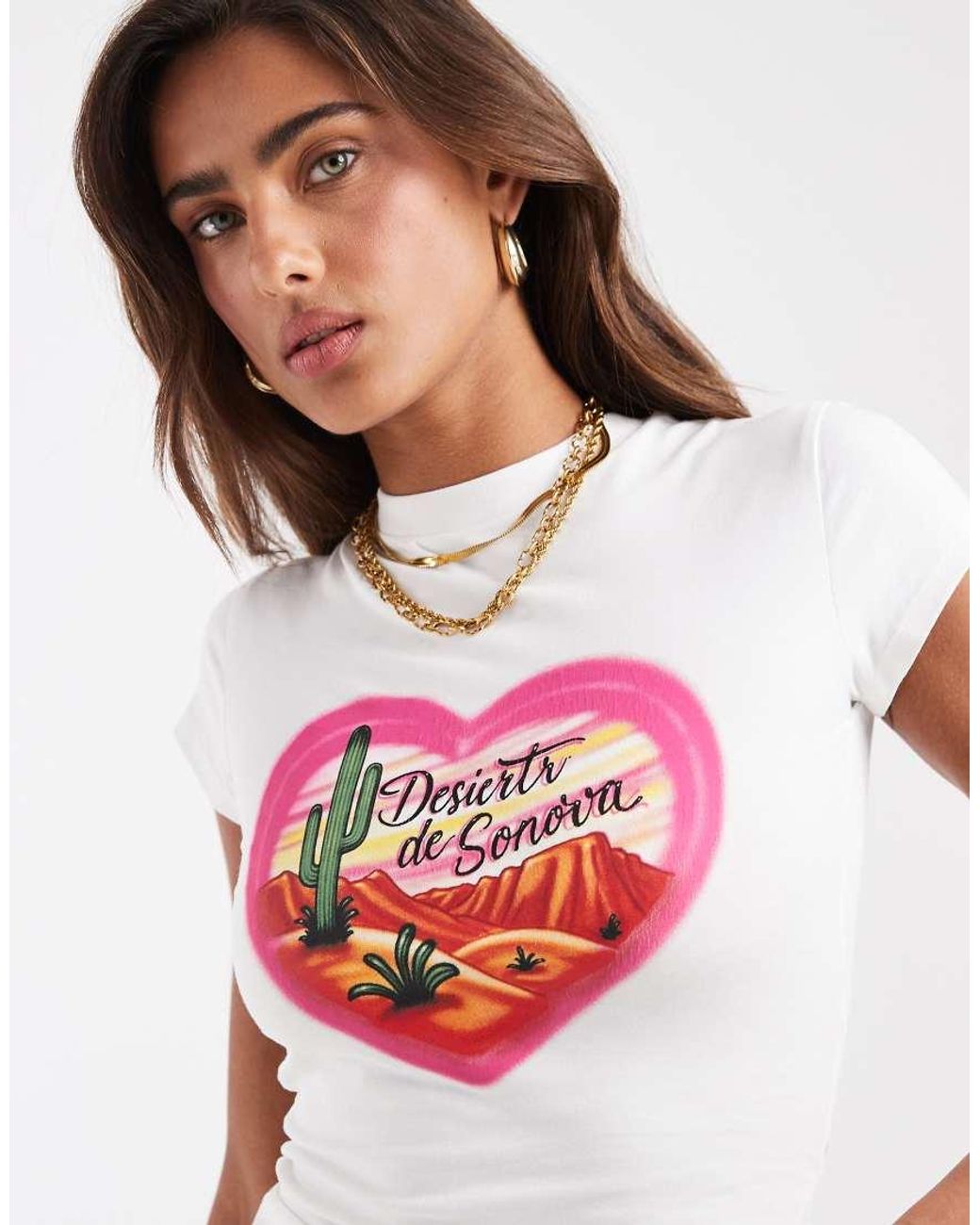 ASOS Red Baby Tee With Airbrush Desert Graphic