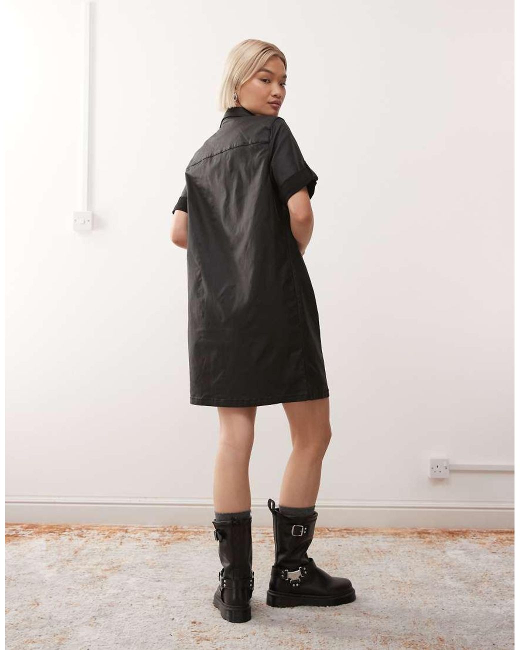 Noisy May Black Button Through Coated Dress
