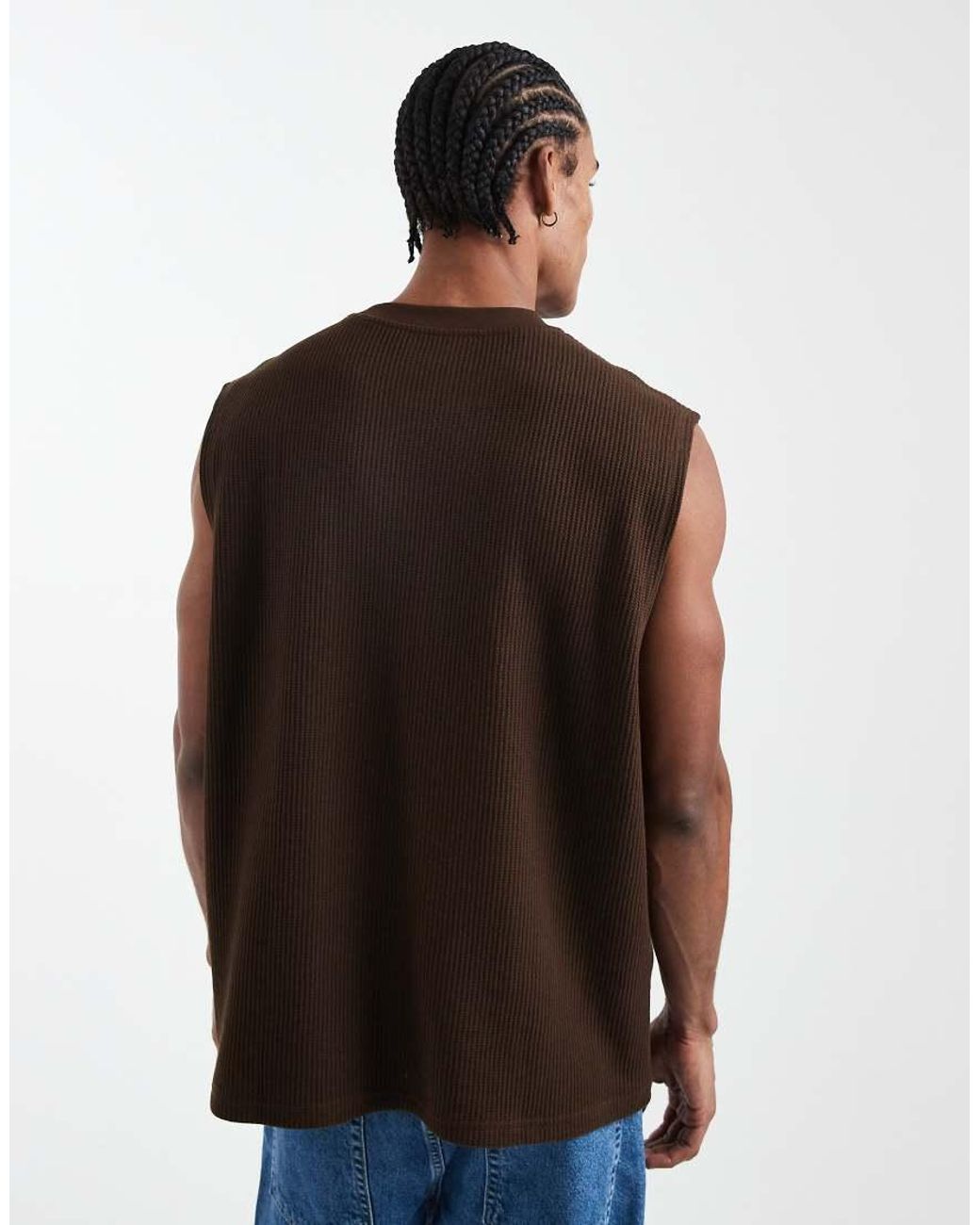 ASOS Brown Heavyweight Oversized Tank for men
