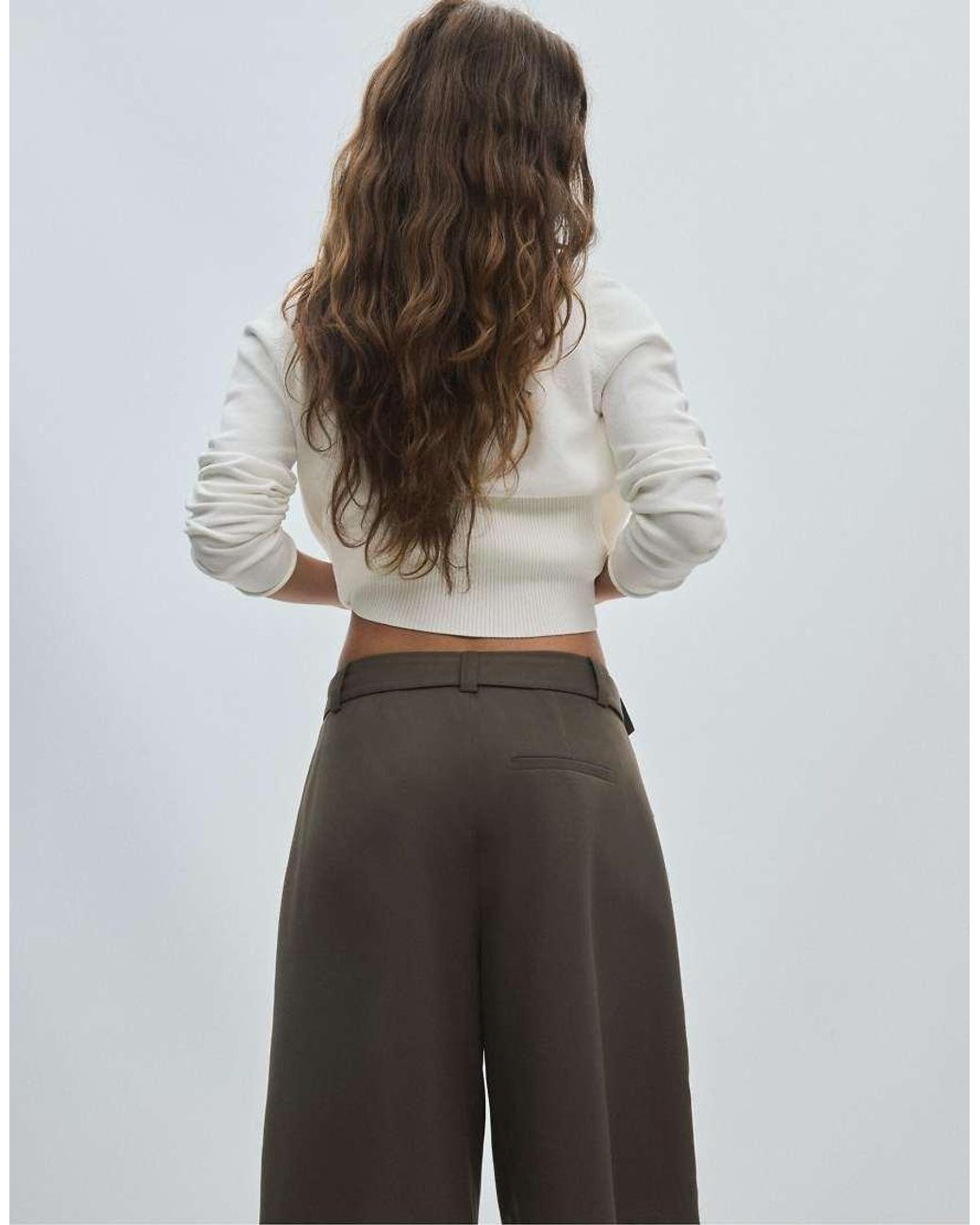 Stradivarius Brown Smart Bermuda Shorts With Belt Detail