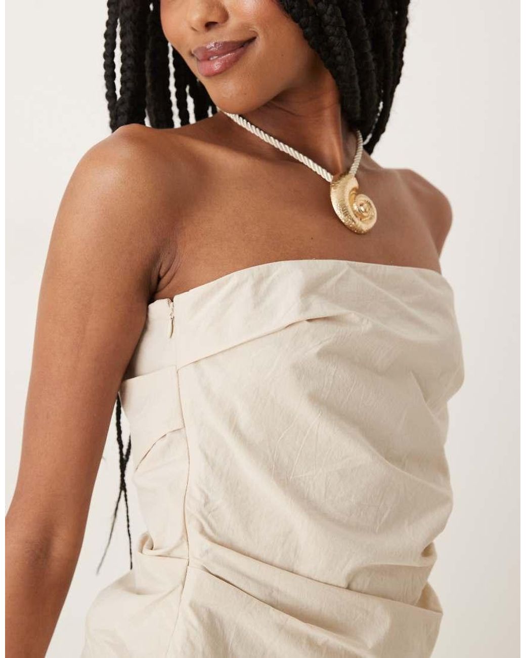 Mango Multicolor Bandeau Ruched Side Asymmetric Top Co-ord