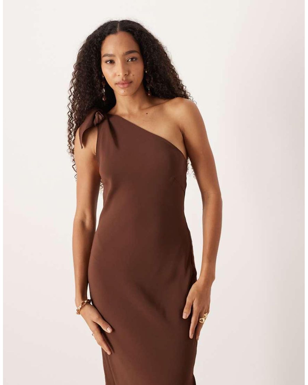 Mango Brown Asymmetric A-Line Dress